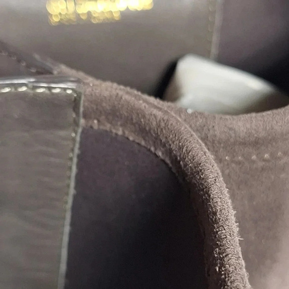 Cole Haan Adler Grey Riding Boot Leather/Suede With Gold Accent Buckle 6 1/2 - Picture 8 of 13